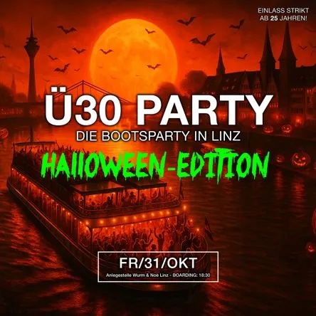 Billets pour ü30 Halloween Boot Party @ Linz le 31.10.2025 dans Danube Shipping – Wurm & Noé, Linz