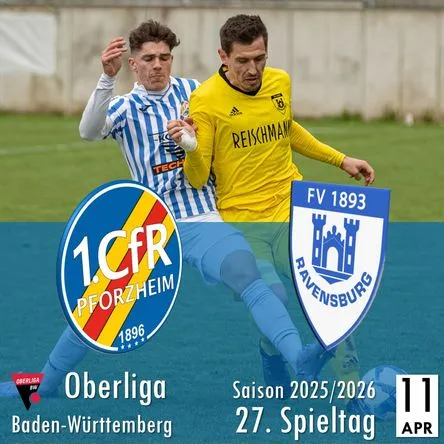 Titelbild zur Veranstaltung 1. CfR Pforzheim - FV Ravensburg