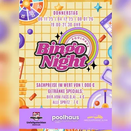 Titelbild zur Veranstaltung BINGO NIGHT im Poolhaus Bremen