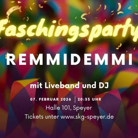 Titelbild zur Veranstaltung Faschingsparty Remmidemmi
