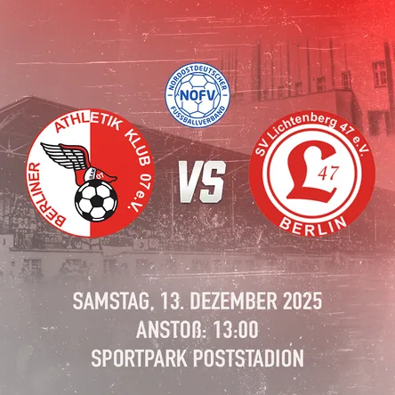 Titelbild zur Veranstaltung Berliner AK vs. SV Lichtenberg VERLEGT