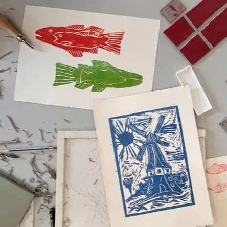 Titelbild zur Veranstaltung Farm & Create: Linoldruck Workshop