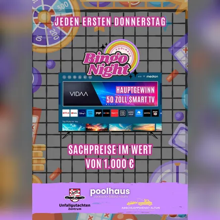 Titelbild zur Veranstaltung BINGO NIGHT im Poolhaus Bremen