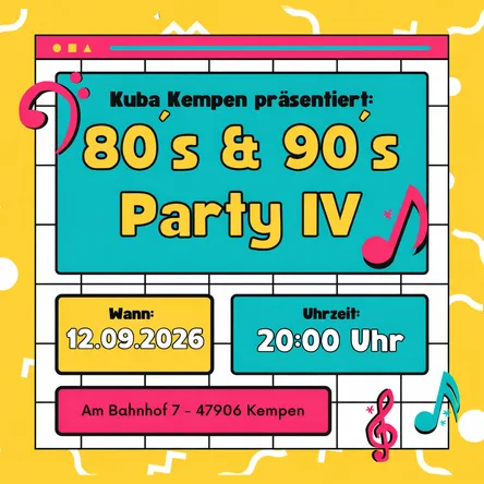 Titelbild zur Veranstaltung 80s & 90s Party - Retro Power Vol. IV