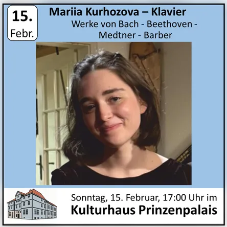 Titelbild zur Veranstaltung Mariia Kurhozova, Klavier Werke