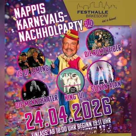 Titelbild zur Veranstaltung Nappi´s Karnevalsnachholparty 3.0