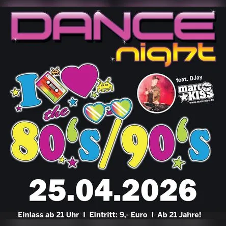 Titelbild zur Veranstaltung Dance Night 80/90er mit DJ MARC KISS