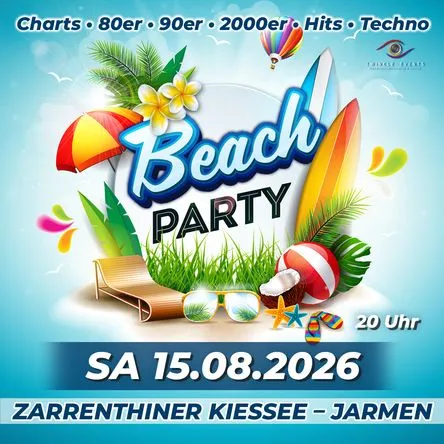 Titelbild zur Veranstaltung BEACHPARTY w/ Zarrenthiner Kiessee
