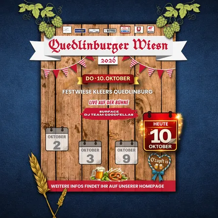 Titelbild zur Veranstaltung Quedlinburger Wiesn 10.10.2026