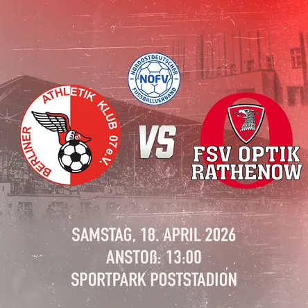 Titelbild zur Veranstaltung Berliner AK vs. FSV Optik Rathenow