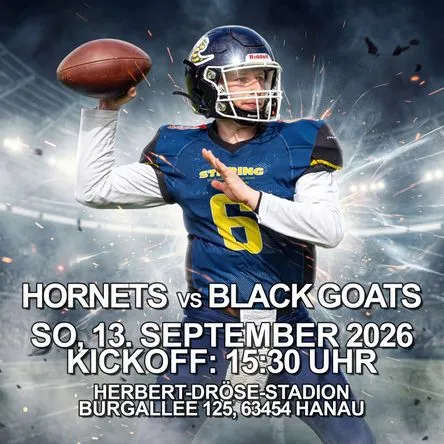 Titelbild zur Veranstaltung Hanau Hornets vs. Hadamar Black Goats