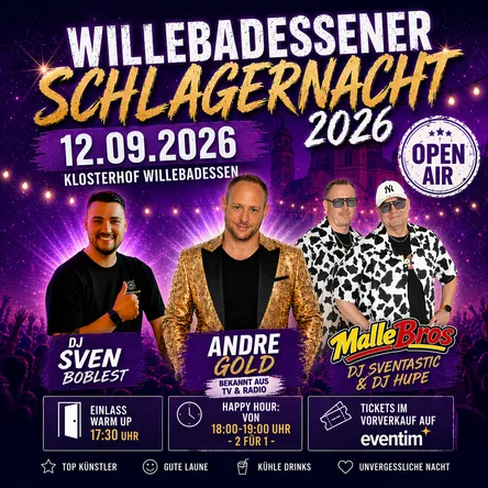 Titelbild zur Veranstaltung Willebadessener Schlagernacht 2026