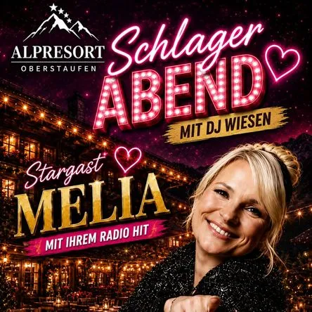 Titelbild zur Veranstaltung Schlagerabend mit DJ Wiesen & MELIA