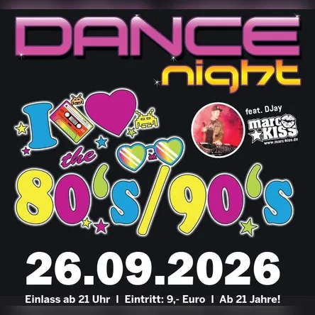 Titelbild zur Veranstaltung Dance Night 80/90er mit DJ MARC KISS
