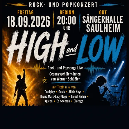 Titelbild zur Veranstaltung High & Low – Rock- und Popkonzert