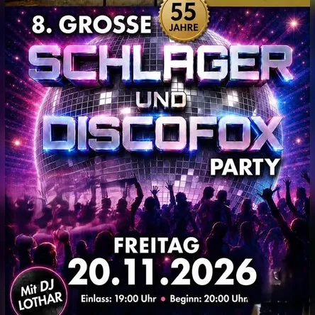 Titelbild zur Veranstaltung 8. Große Schlager & Discofox Party