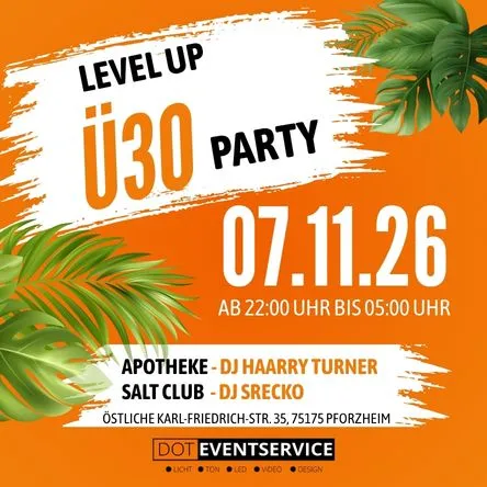 Titelbild zur Veranstaltung Level Up Die Ü30 Party