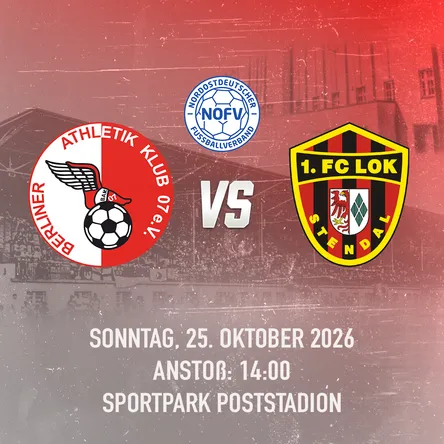 Titelbild zur Veranstaltung Berliner AK vs. 1. FC Lok Stendal